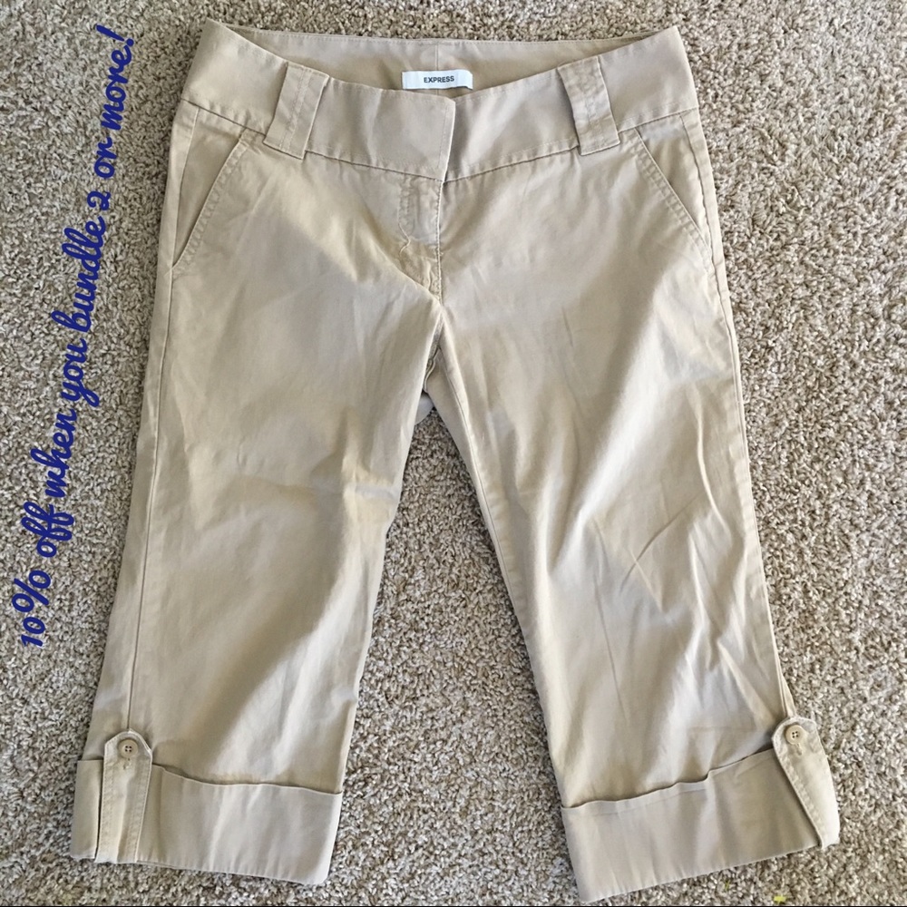 Express | Capri Cropped Pants Beige 4